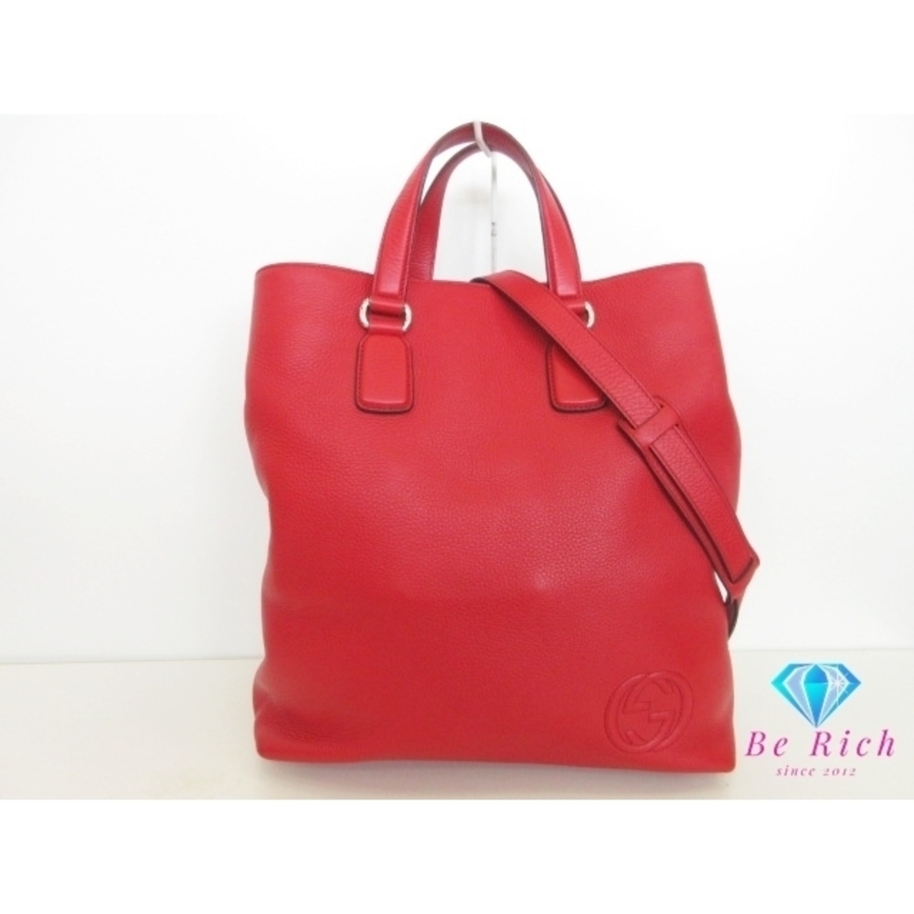 Gucci Soho Interlocking GG Tote Bag Red Leather Shoulder Handbag